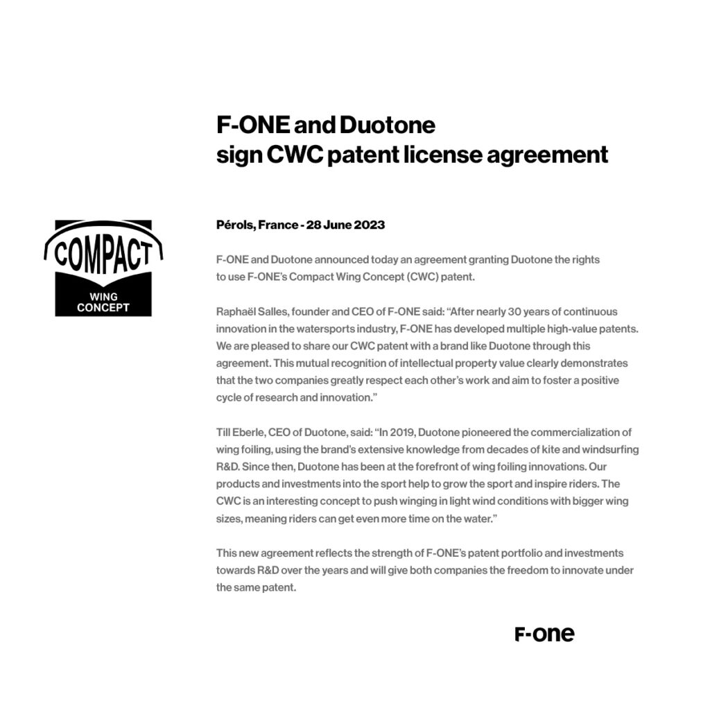 F-ONE Statemente on CWC patent